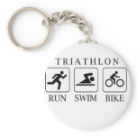 Triathlon run, swim and bike key chain