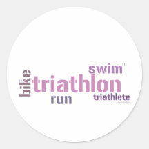 Triathlon Text Round Sticker