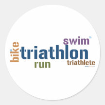 Triathlon Text Round Stickers