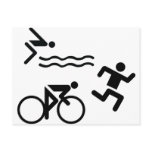 Triatholon - in succession swimming cycling postcard