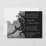 Tribal and Swirls Black & Silve Wedding Invitation invitation