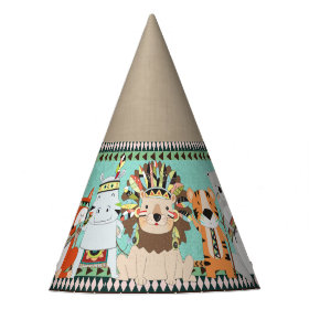 Tribal Animal Kids Birthday Party Party Hat