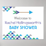 Tribal & Arrow Baby Boy Shower Welcome Poster