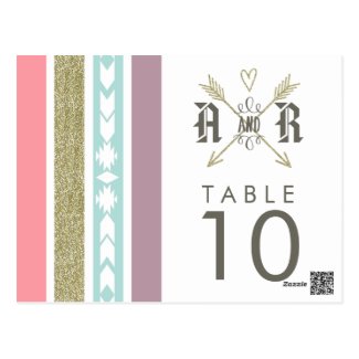 TRIBAL ARROWS | GOLD MINT TABLE NUMBER POST CARDS