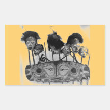 Tribal Art B+W Stickers