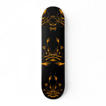 Tribal Artwork Skateboard - Black & Gold