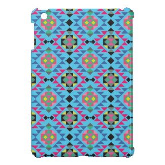 Tribal aztec andes geometric hipster blue pattern