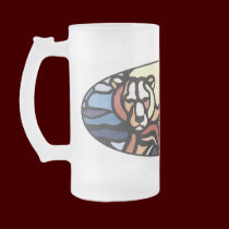 Tribal Bear Art Beer Mug First Nations Bear Glass mugs