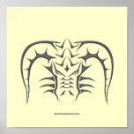 Tribal Black Dragon Head Poster