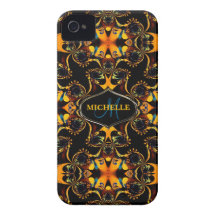 Tribal Blue Batik Custom Name iPhone4 Case-Mate iPhone 4 Cases