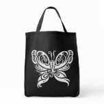 Tribal Butterfly (White) Canvas Bag