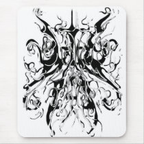 Tribal Chaos Tattoo Black and White Distortion Mouse Pad