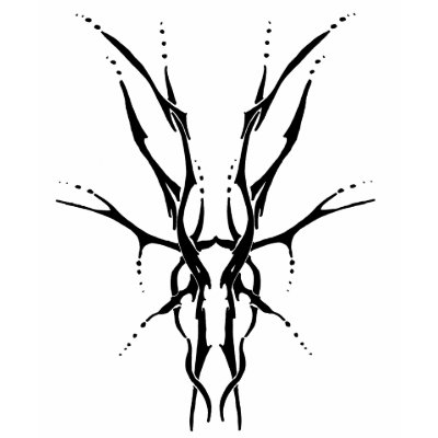 Tribal Deer Skull Tattoo by Flowstone Graphics T Shirt by FlowstoneGraphics