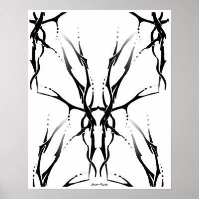 Tribal Deer Skull Tattoo Fantasy Digital Collage Poster by FlowstoneGraphics