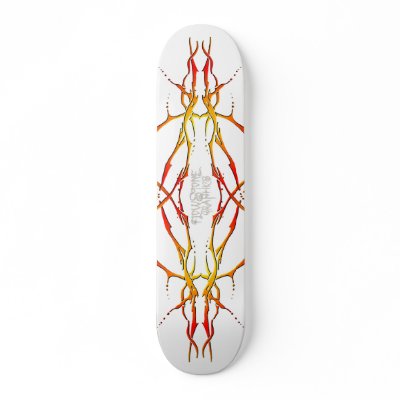 Tribal Deer Skull Tattoo - flame Skateboards by FlowstoneGraphics. Tribal Deer Skull Tattoo - flame by Trravis L. Lagasse and Flowstone Graphics.