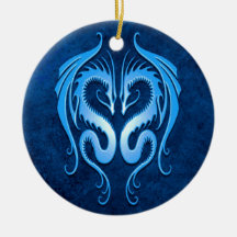 Tribal Dragons, blue Christmas Ornaments