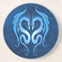 Tribal Dragons, blue Drink Coaster