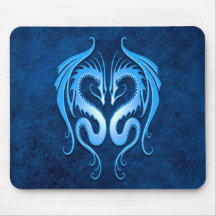 Tribal Dragons, blue Mousepad