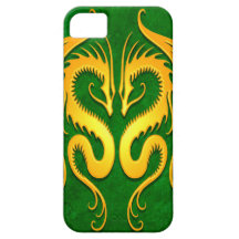 Tribal Dragons, green and yellow iPhone 5 Cover