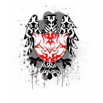 tribal, shield, crest, herarldry, eagle, claws, wings, paint, smudge, grunge, tattoo, splodges, urban, trendy, best, selling, seller, best selling, creative, unique, apparel, Shirt with custom graphic design
