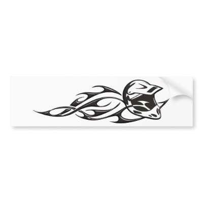 Tribal Flame Helmet Bumper Stickers by thamagikal1