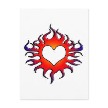 tribal flames heart postcards
