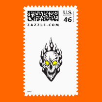 tribal flames skull postage