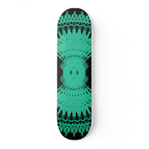 Tribal Fractal Fusion: Green & Black: Skateboard by spiritswitchboard Tribal Fractal Fusion: Green & Black: Skateboard
