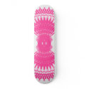 Tribal Fractal Fusion: Pink & White: Skateboard by spiritswitchboard Tribal Fractal Fusion: Pink & White: Skateboard