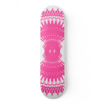 Tribal Fractal Fusion: Pink & White: Skateboard