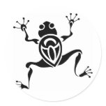 Tribal Frog Tattoo Round Sticker