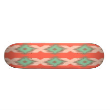 Tribal geometric diamond ikat stripe Aztec pattern Skateboard Deck