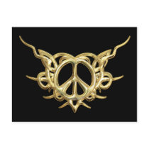 Tribal Heart Peace Gold Postcard