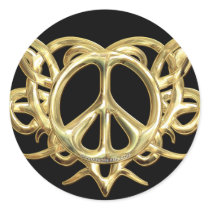 Tribal Heart Peace Gold Sticker