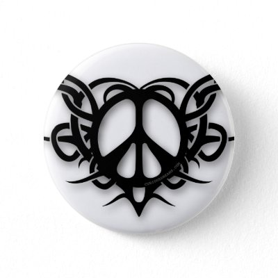 Tribal Heart Peace Sign Buttons by Curious Dreams Tribal Hair Peace Sign