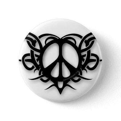 Tribal Heart Peace Sign Buttons by Curious Dreams Tribal Hair Peace Sign