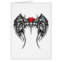 tribal heart wings greeting cards