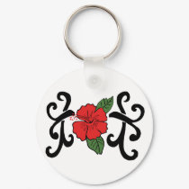 Tribal hibiscus key chain keychains