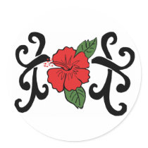 Tribal hibiscus stickers