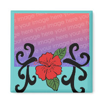 Tribal hibiscus template magnet
