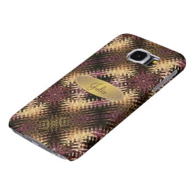 Tribal Ikat Abstract Pattern Eggplant Olive Gold Samsung Galaxy S6 Cases