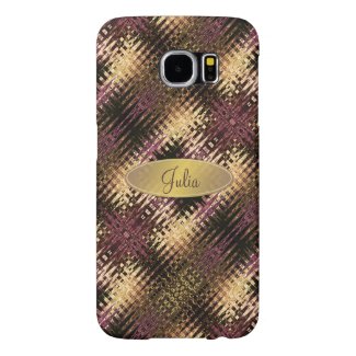 Tribal Ikat Abstract Pattern Eggplant Olive Gold Samsung Galaxy S6 Cases