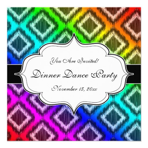 Tribal Ikat Rainbow Colorful Pattern Custom Announcements
