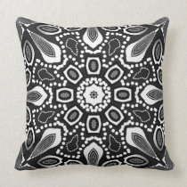 Tribal Lily Black White Geometric Mandala Cushion pillows