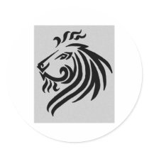 TRIBAL LION ROUND STICKERS