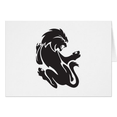 Tribal Lion Tattoo Design Greeting Card by doonidesigns