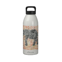 Tribal Paisley Elephant Colorful Henna Pattern Reusable Water Bottles