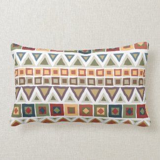 Tribal Pattern White Lumbar Pillow