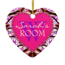 Tribal Pink Door Name Heart Ornament