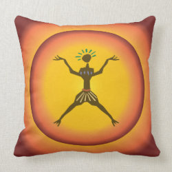 Tribal Primitive Man Glowing Sun Design Pillow